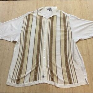 Michael Irvin 88 Vintage Cream Button Up Men's 5XL Shirt Textured Knit Striped